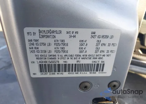 2005 Jeep Liberty Sport from USA, damaged, VIN 1J4GK48K15W565278